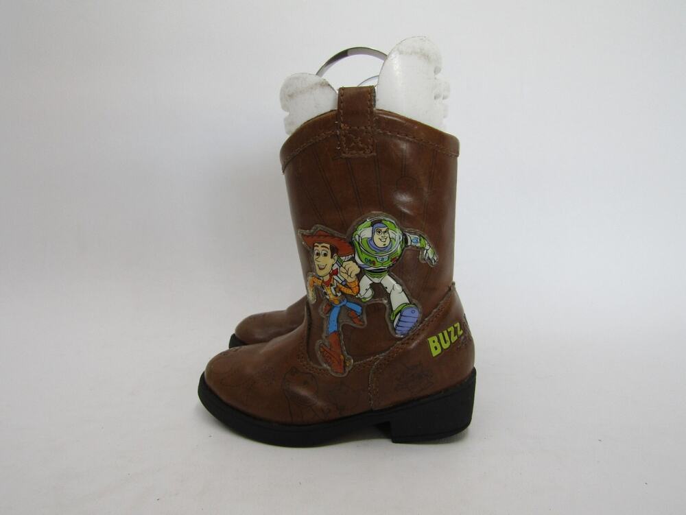 Disney Toy Story Buzz and Woody Toddler Size 5 Brown Zip Cowboy Boots